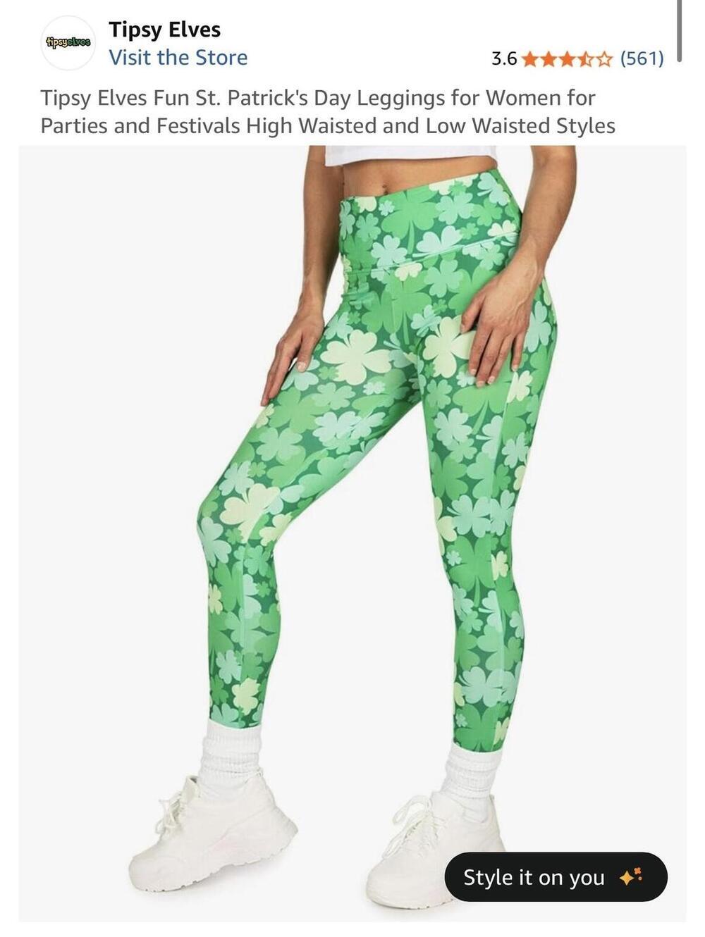 Tipsy Elves St. Patrick's Day Shamrock Leggings for Women Size XL